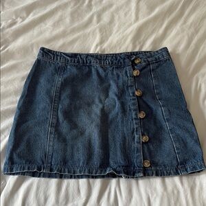 J.O.A. Blue Denim Mini Skirt with Button Detail